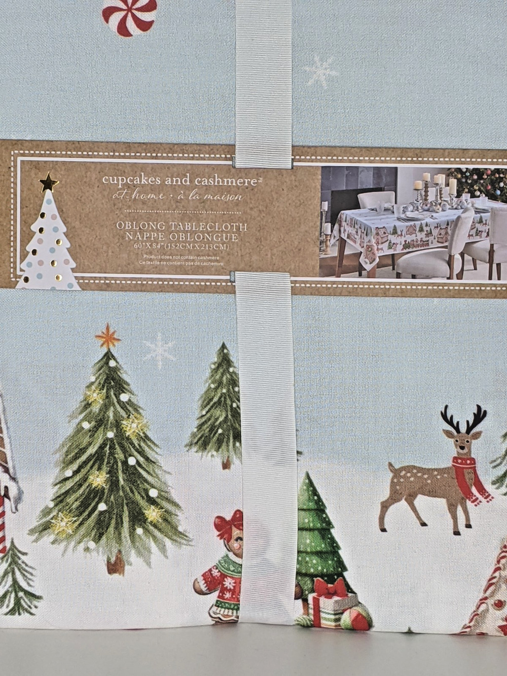 Cupcakes And Cashmere 60 x 84 Tablecloth Gingerbread Man House Holiday